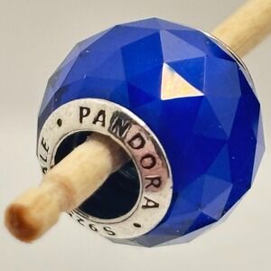 Pandora Geometric Electric Blue Petite Facet Charm Sterling Silver 925